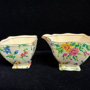 Vintage Chintz Royal Winton Queen Anne Creamer & Open Sugar bowl tea - B1354